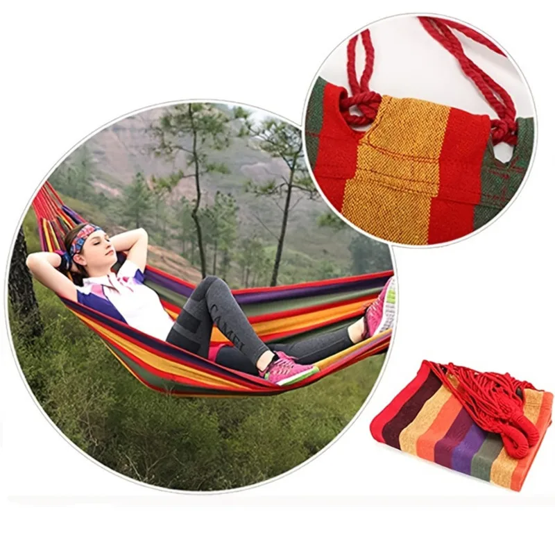 Camping Hammock Single Wide Thick Canvas Outdoor Backpackaging Leisure Swing Portable Hanging Bed Sleeping Swing,outdoor hammock swing