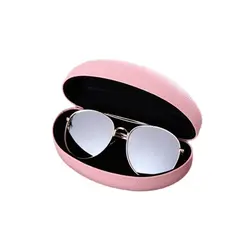 Stylish Colorful Leather Sunglasses Case - Durable Fashion Iron Box (Pink)