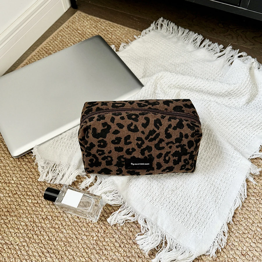 Leopard Print Makeup Bag Large-Capacity Cosmetic Organizer