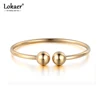 Stainless Steel Double Ball Open Cuff Bangles For Women Trendy Rose Gold Plated Party Jewelry B18027 1