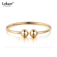Stainless Steel Double Ball Open Cuff Bangles For Women Trendy Rose Gold Plated Party Jewelry B18027 1