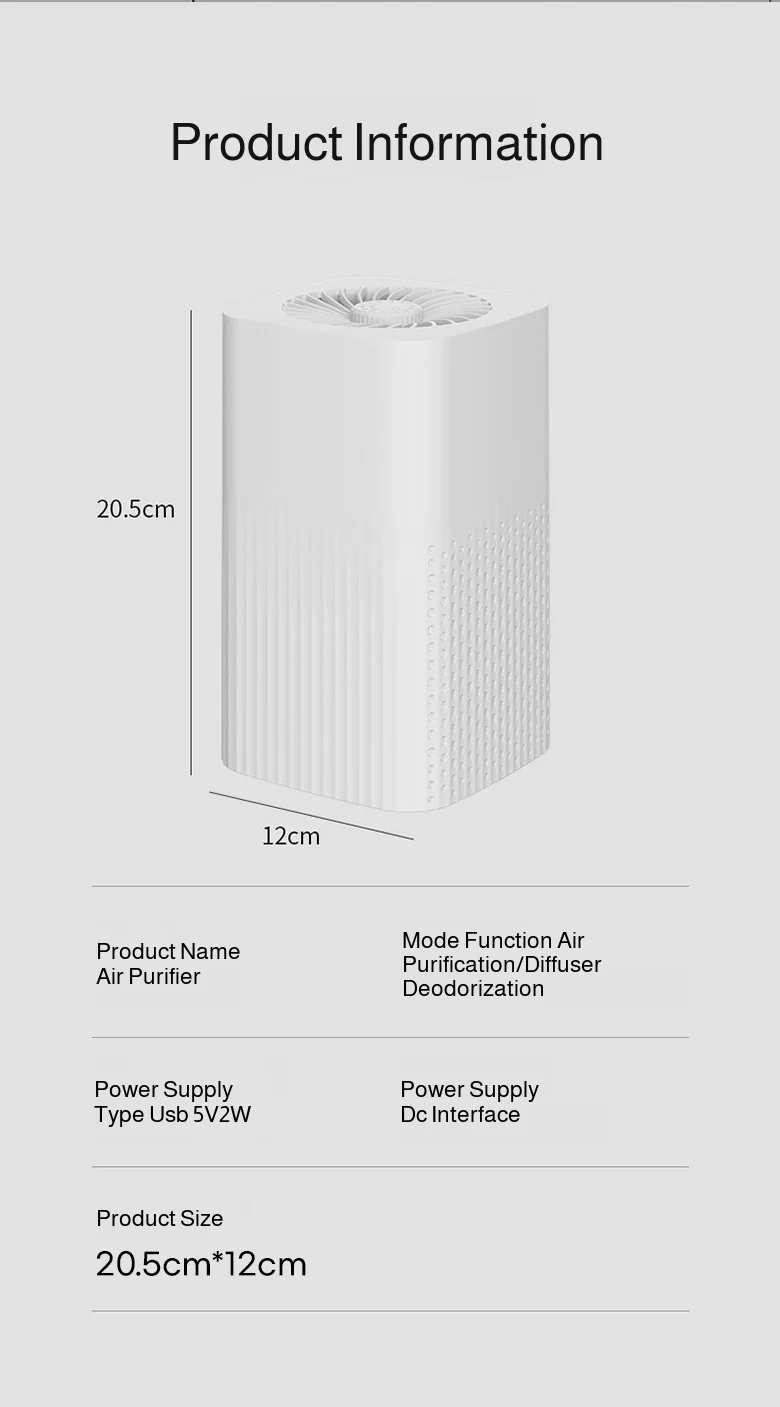 Air Purifier - High Efficiency Deodorizing Desktop Indoor Purifier