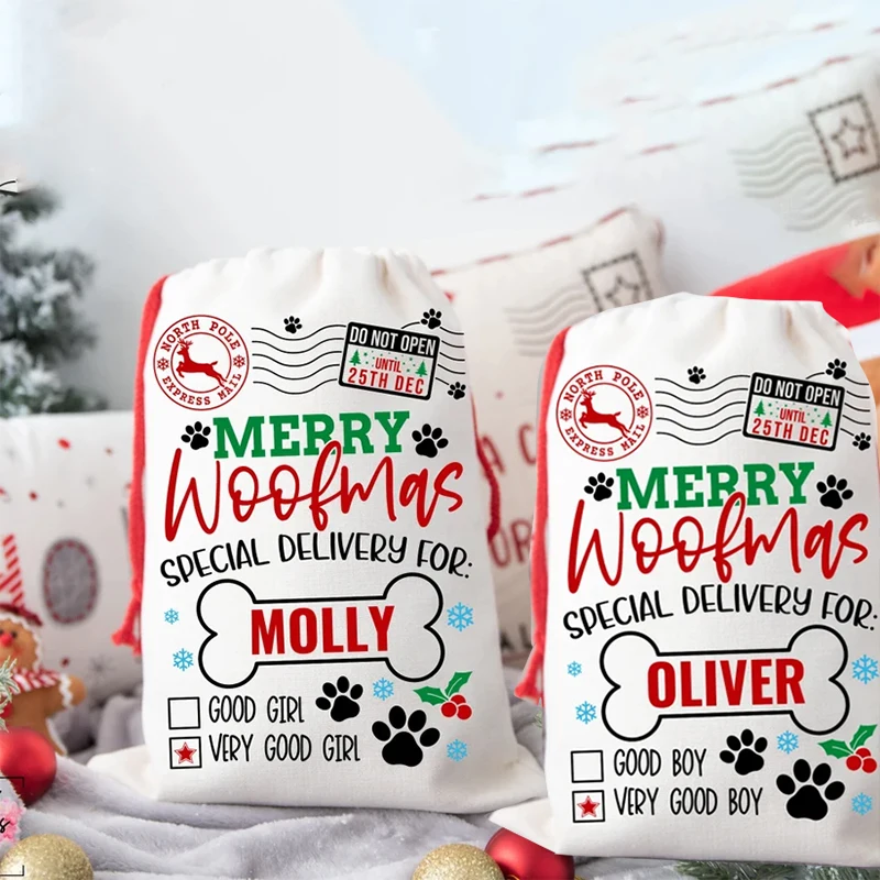 Personal isierte Santa Claus Sack Haustier Hund Junge Mädchen Strumpf Frohe Weihnachten Weihnachten Kamin Mantel Dekoration Geschenk Geschenk Spielzeug Tasche