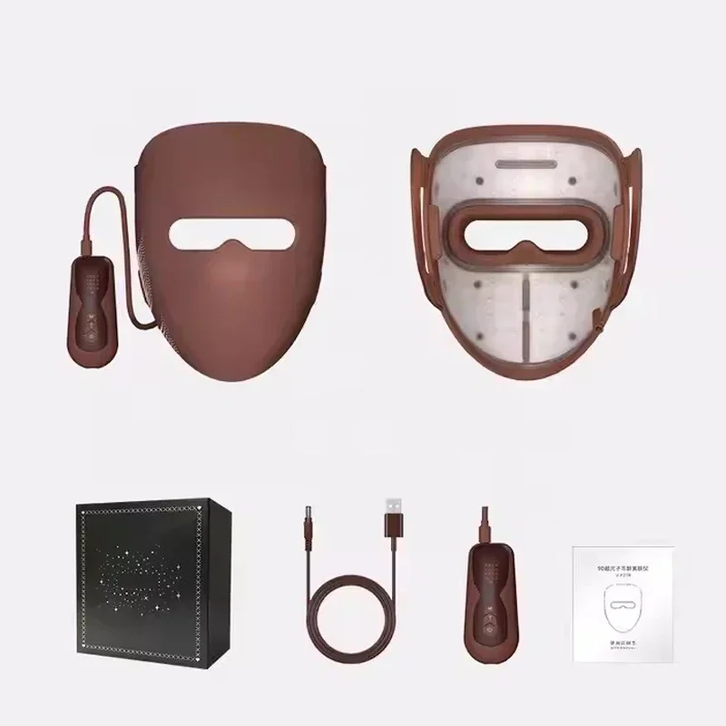 מסיכת פנים בעלת 4 צבעים LED לשימוש בבית עם אור אדום לטיפול בעור, לחות, התחדשות, הסרת קמטים, הפחתת פצעי אקנה והקטנת נקבוביות בסלון