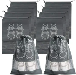 Pack of Shoe Storage Organizer Bags - Non-Woven, Portable, Dustproof Travel Pouches - L-10PCS (Grey)