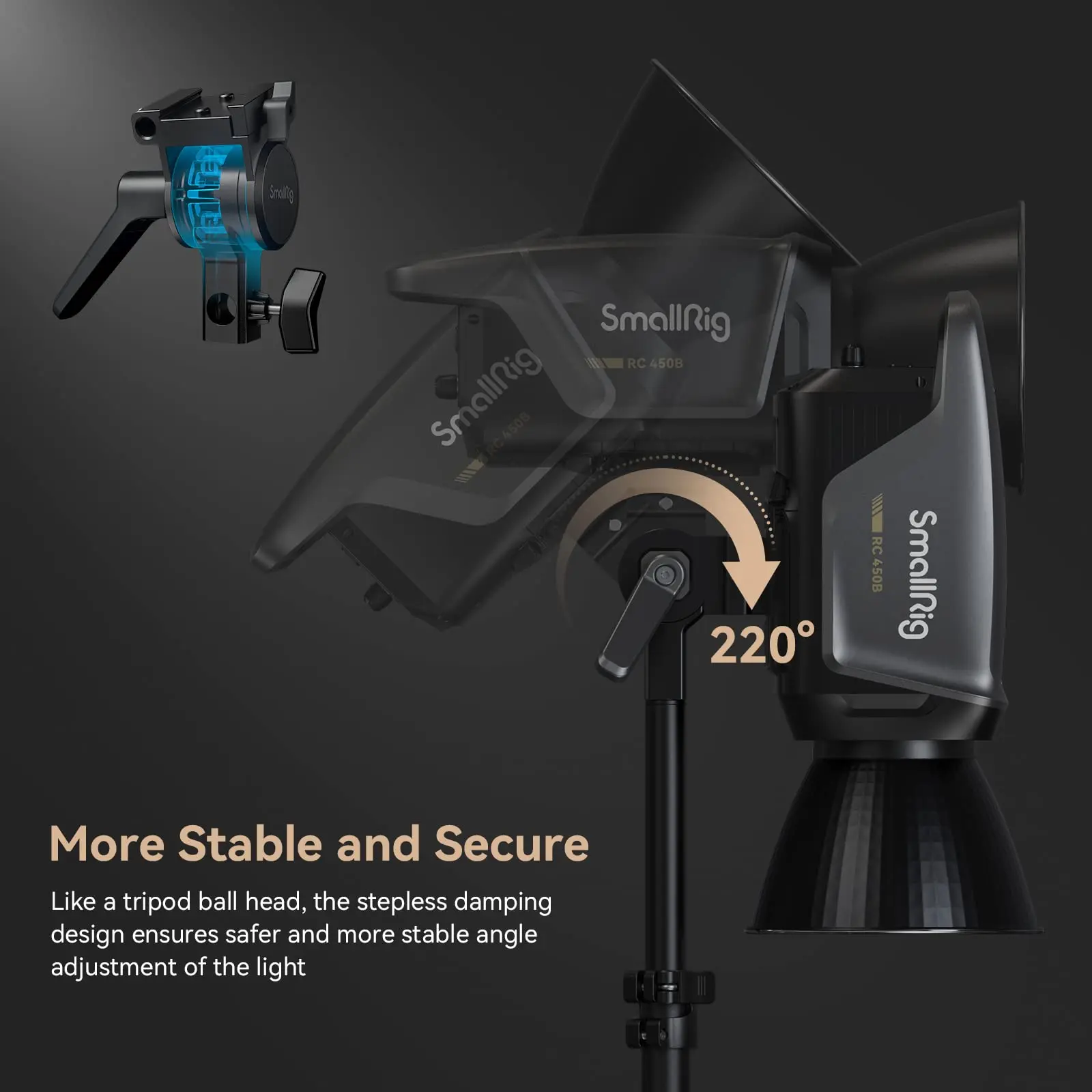 SmallRig-RC450B COB LED 비디오 라이트, 121000Lux 사진 비디오 조명, Smallgogo 응용 제어-3976