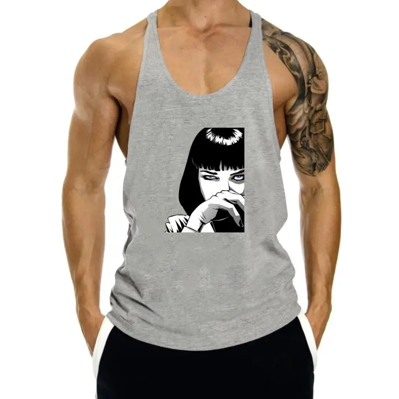 

one yona Pulp Fiction tank top men Pulp Fiction tank top men Oversleevelessd sleeveless tank top men 100 Cotton sleeveless Fun P
