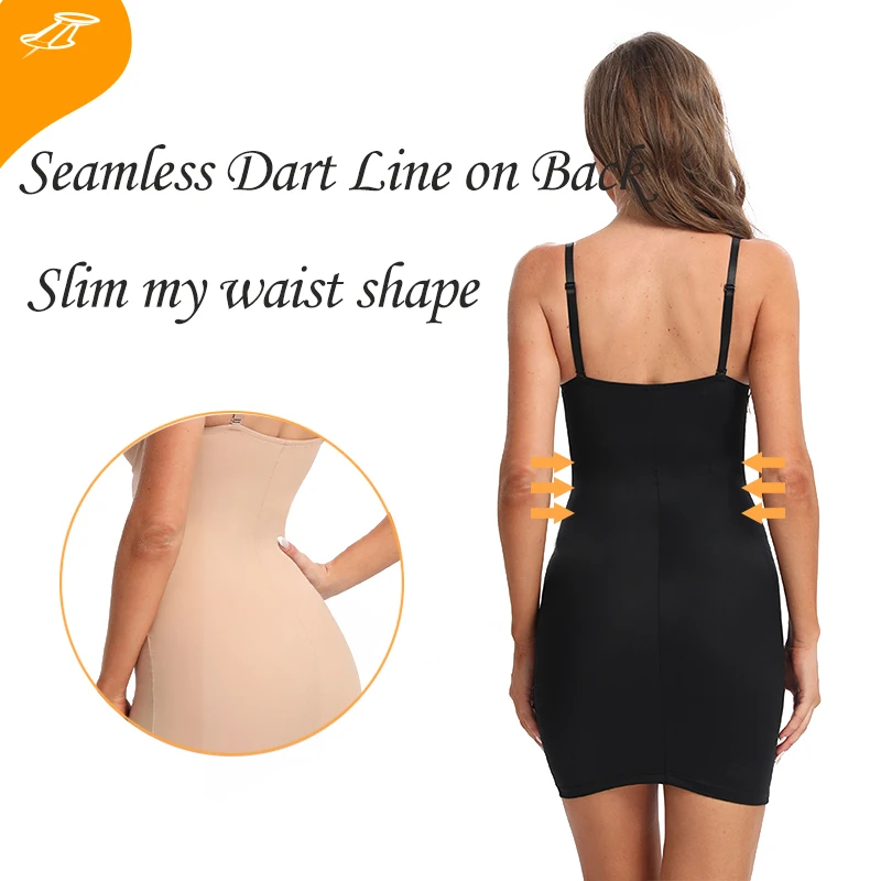 Slimming Full Length Shapewear Slips Nude Straight Tube Dress Body Shaper...