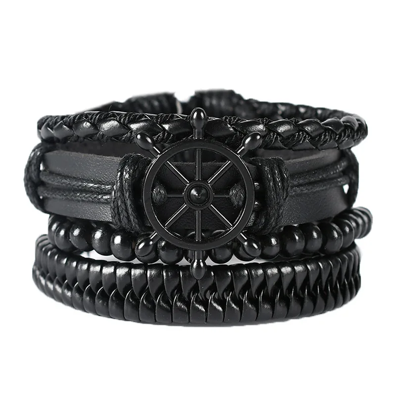 Vintage Leather Hand-knitted Couple Bracelet Set for Men Women