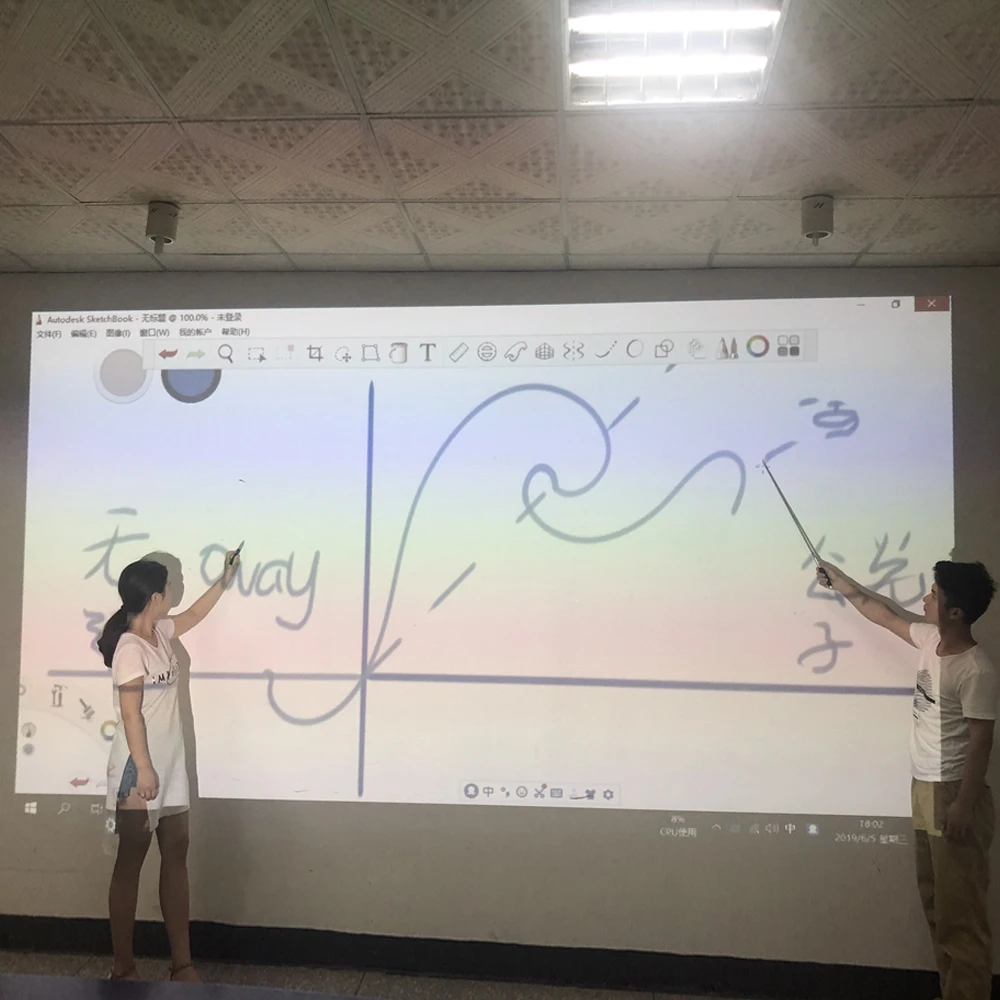 220Inch Multi Pen Writing Virtual Screen Portable Lcd Display Electronic Digital Smart Class Board Interactive Projection Device