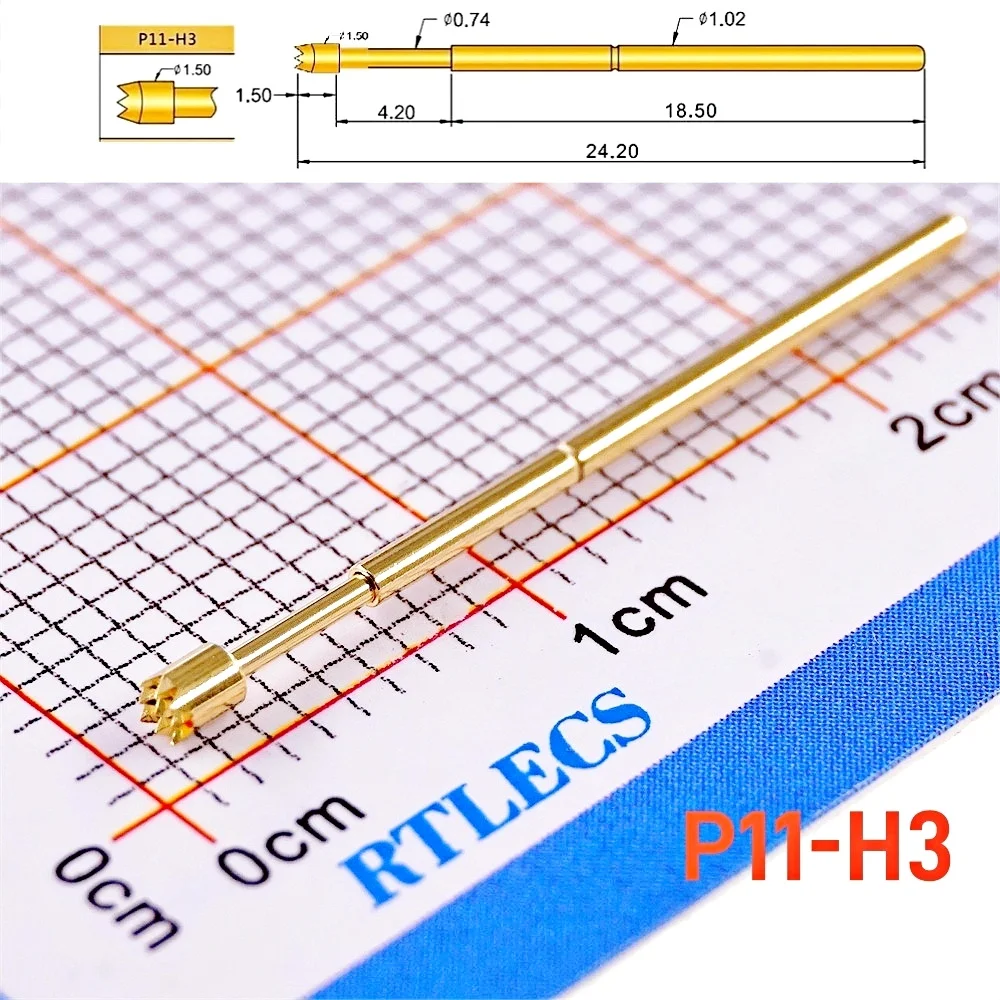 Gold Plated Spring Loaded PCB Test Probes (100-Pack) - 1.91mm Pitch, 1A Rated