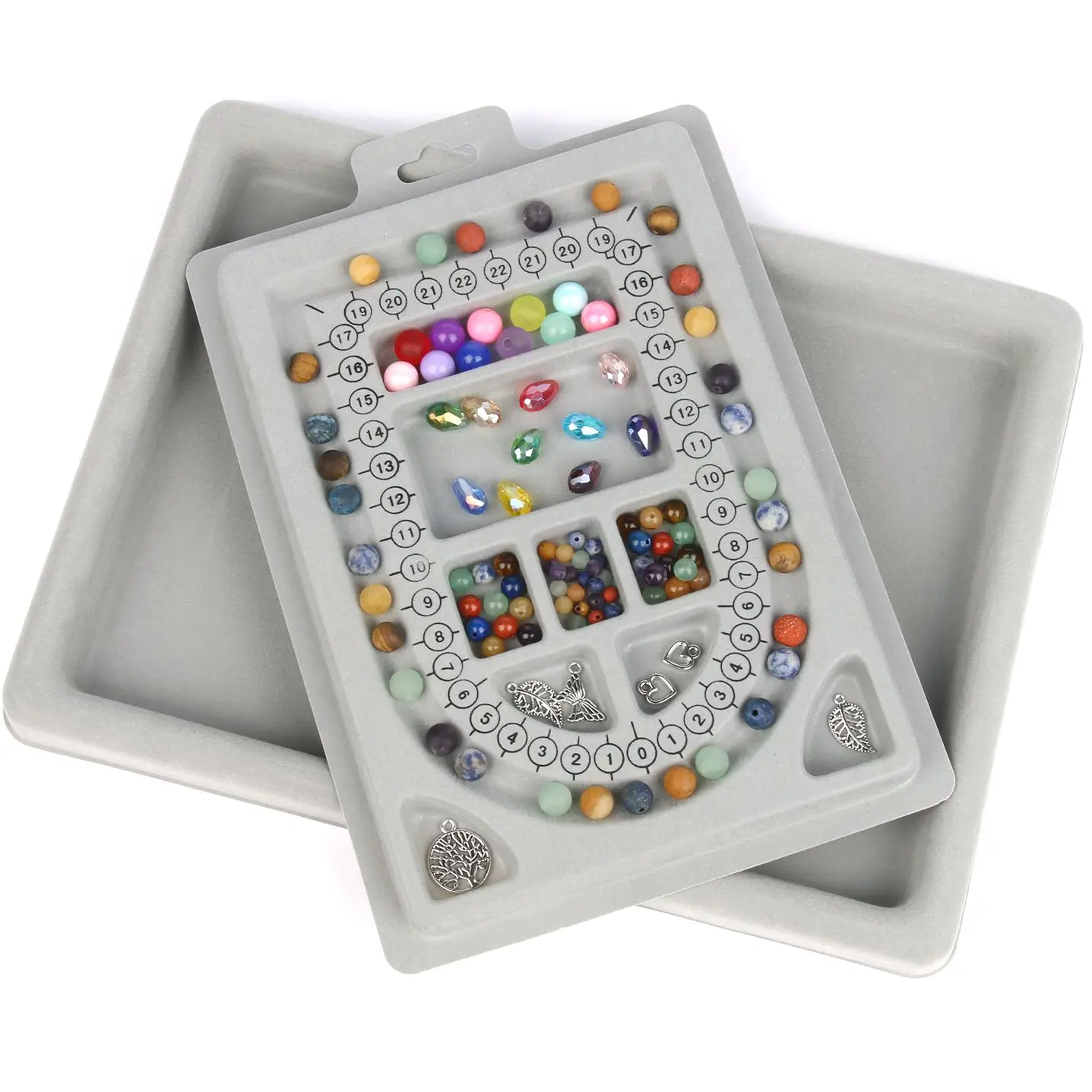 Gray Flocked Bead Board For Diy Bracelet Necklace Beading Jewelry