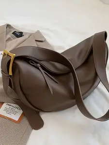 Сумки через плечо для женщин, роскошные вместительные однотонные мягкие сумки на ремне, повседневные дорожные сумки-Хобо в винтажном стиле