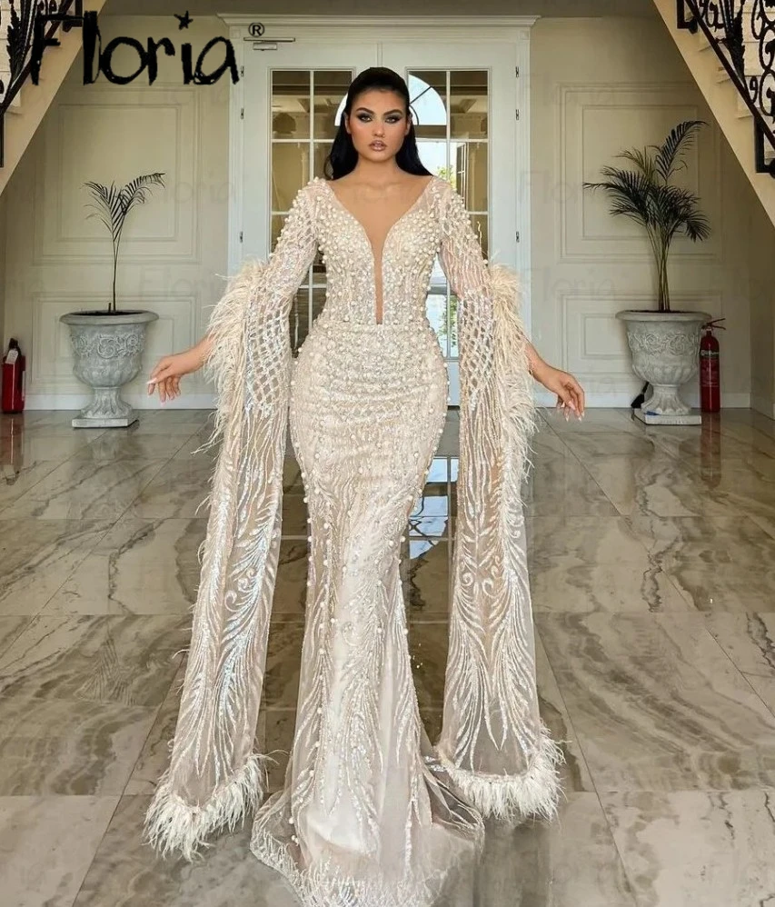 white christmas dresses Nox Anabel C1413 - Feathered Sheath Prom Dress 10 / Champagne main image 1