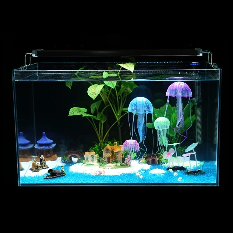 Aquarium Decoration Jellyfish for Aquarium 6pcs Fish Tank Ornament Decor multi-color Artificial Swim Glow Luminous Aquarium Underwater Decoration