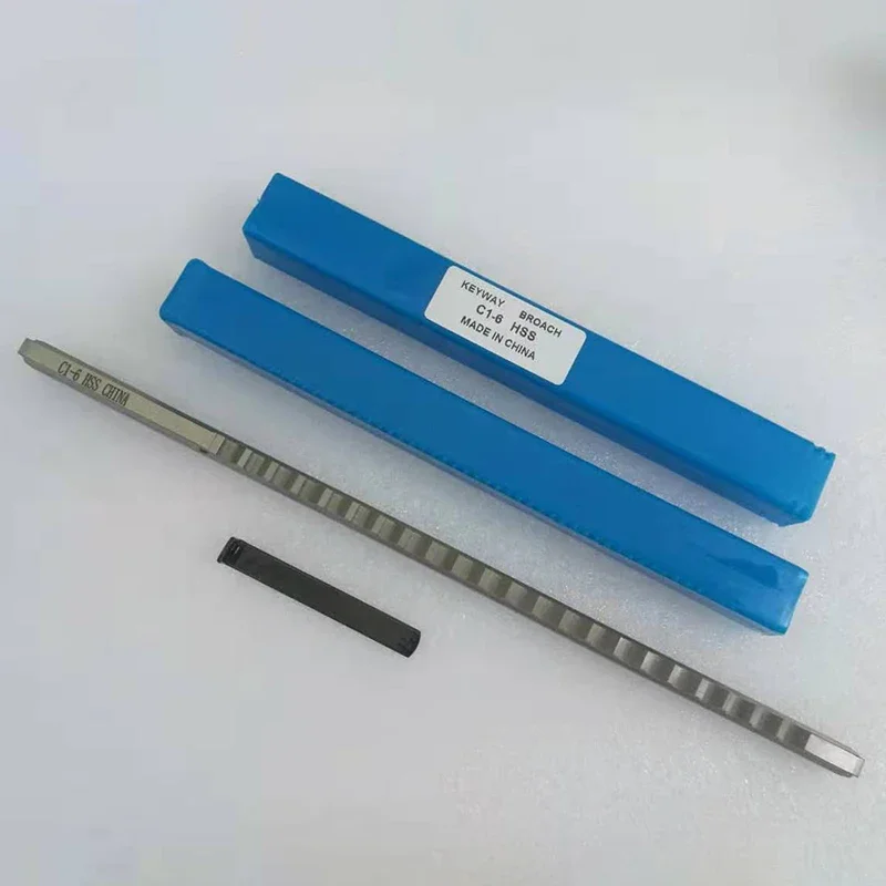 HSS 6mm C1 Push-Type Keyway Broach Metric Size HSS Keyway + Shim Cutting Tool for CNC Router Metalworking