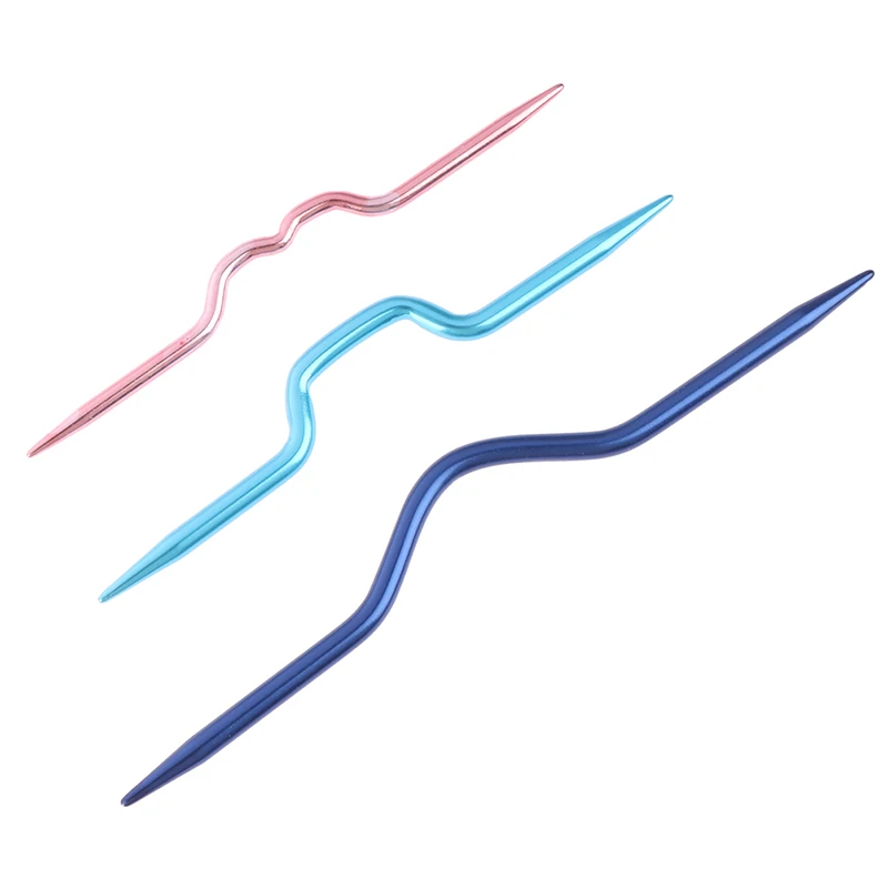 3피스 곡선형 크로셰 바늘 세트, 알루미늄 뜨개질 바늘, 스카프, 스웨터, 꼬임 뜨개질, 바느질, 스티치, 니트 도구