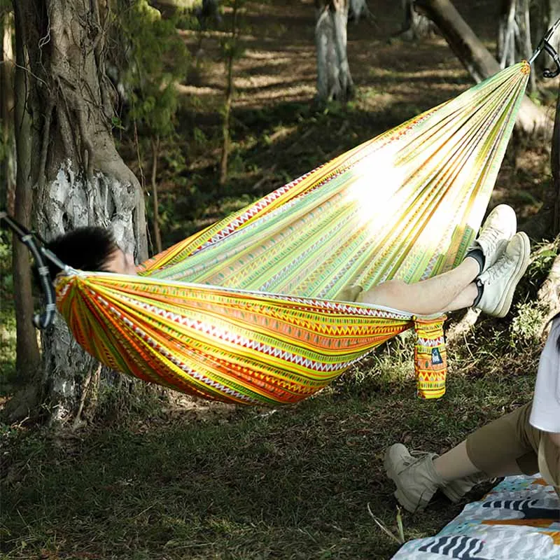 Patio Amaca Da Viaggio Per Adulti Caccia Lounge Hanging Rest Nets Terrazza Amaca Triangolo Del Sole Portatile Amacas Colgantes Camp Supplies