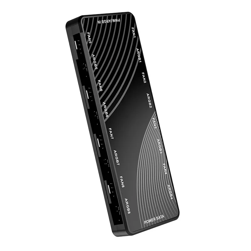 ICE Whale C8 1  8 PWM 및 ARGB 케이스 팬 허브 분배기 4Pin PWM 주소 지정 가능 ARGB 어댑터 원격 제어 기능이 있는 SATA 전원 인터페이스
