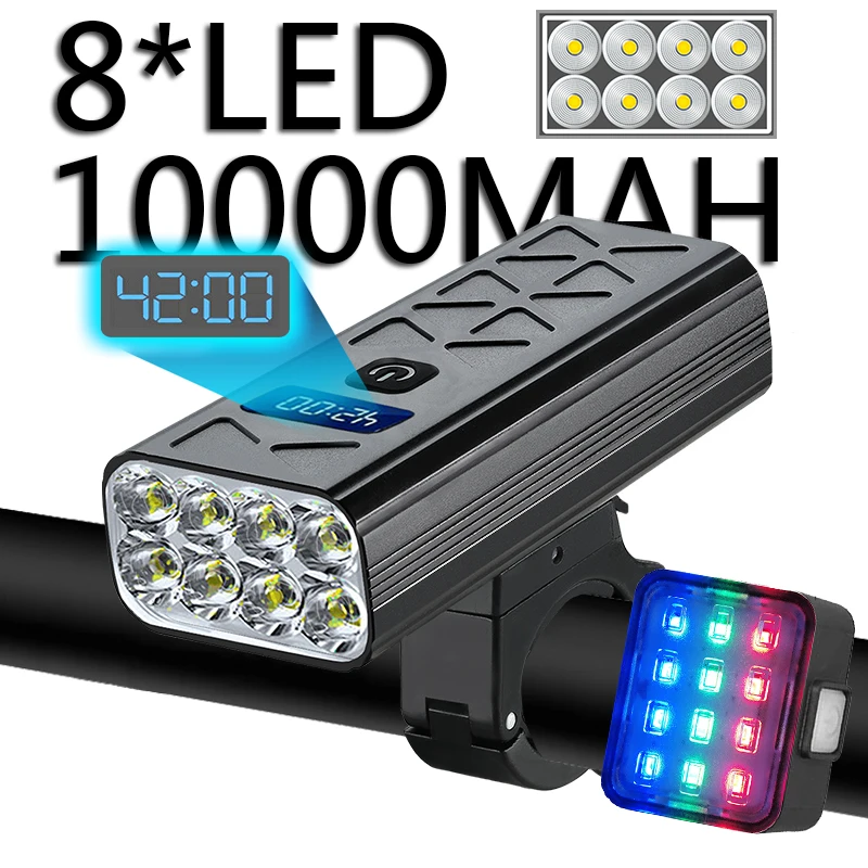 

Headlight Bike Light 10000mAh MTB Front Bicycle Flashlight Bike Cycling Lamp USB Rechargeable Aluminum Bike Accessories