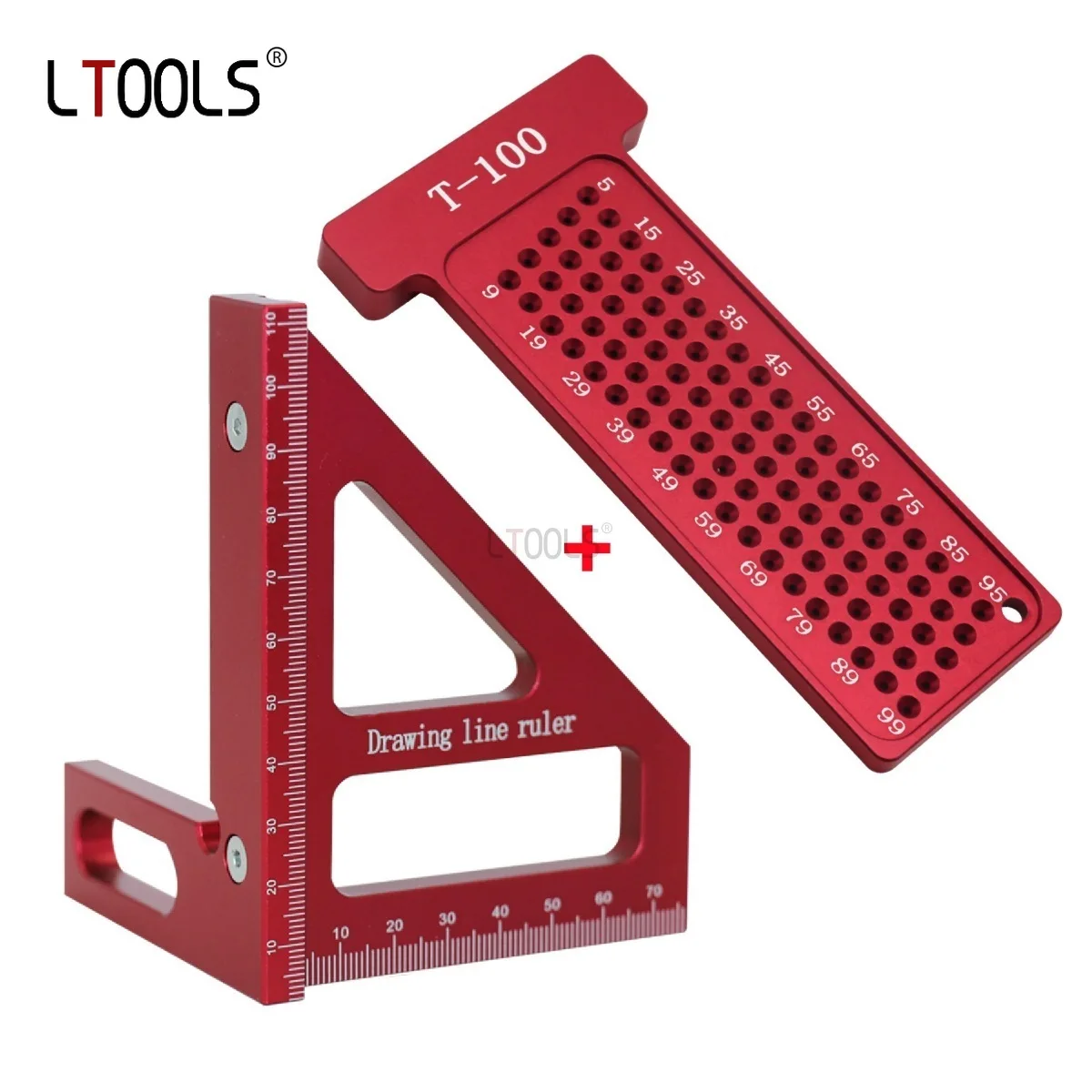 

Woodworking Precision T-Ruler Hole Positioning Scribing Ruler - 3D 45 °/90 ° Right Angle Ruler Multi Angle DIY Measuring Tools