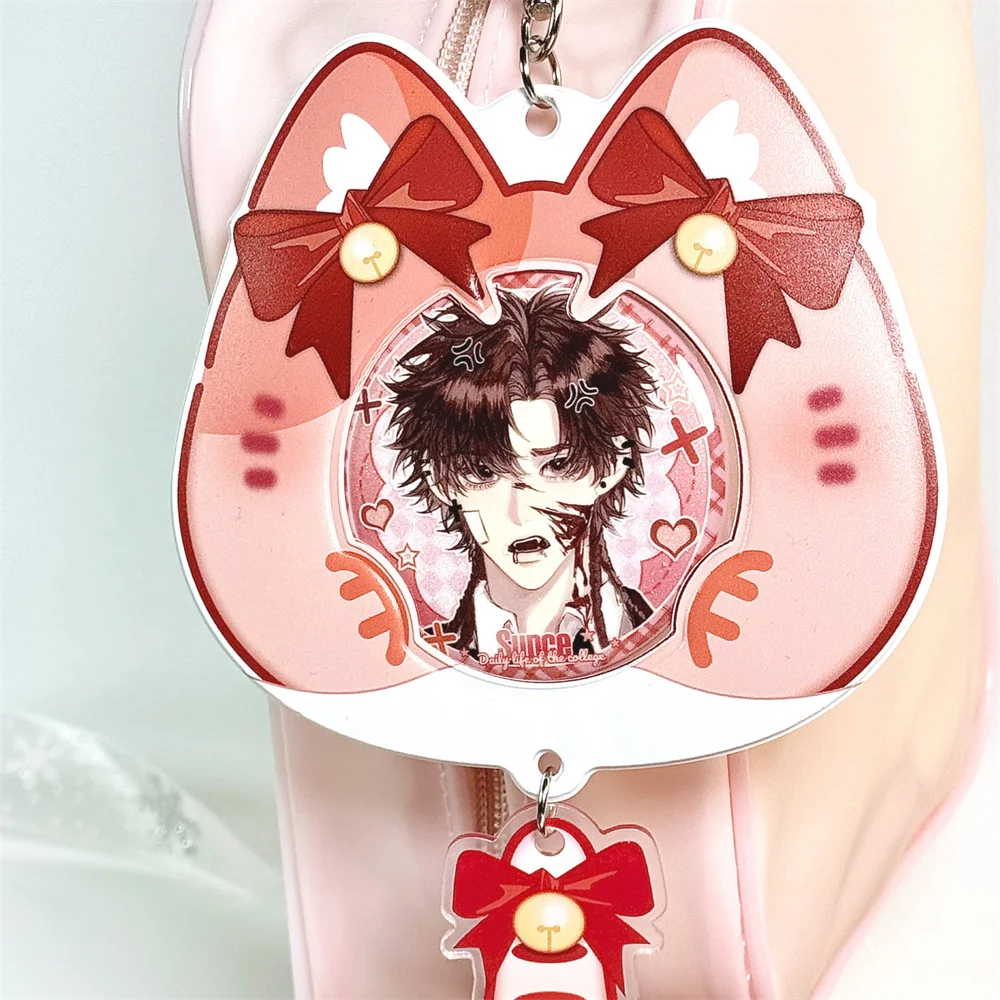 Cat Bow PVC Photocard Holder ID Card Badge Holder Photo Card Holders Transparent Display Protective Cover Backpack Pendant