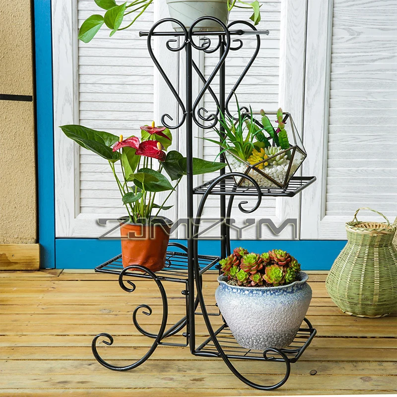4/5 Layer Floor Iron Balcony Flower Rack Indoor Flower Rack Living Room Floor To Pot