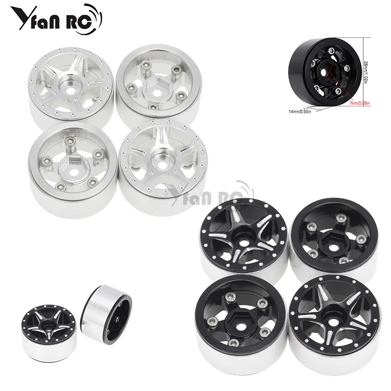 

1 комплект для axial SCX24 90081 AXI00001 1/24 RC crawler car 1,0 beadlock, металлические колесные диски, ступица колеса, обновленные аксессуары, детали