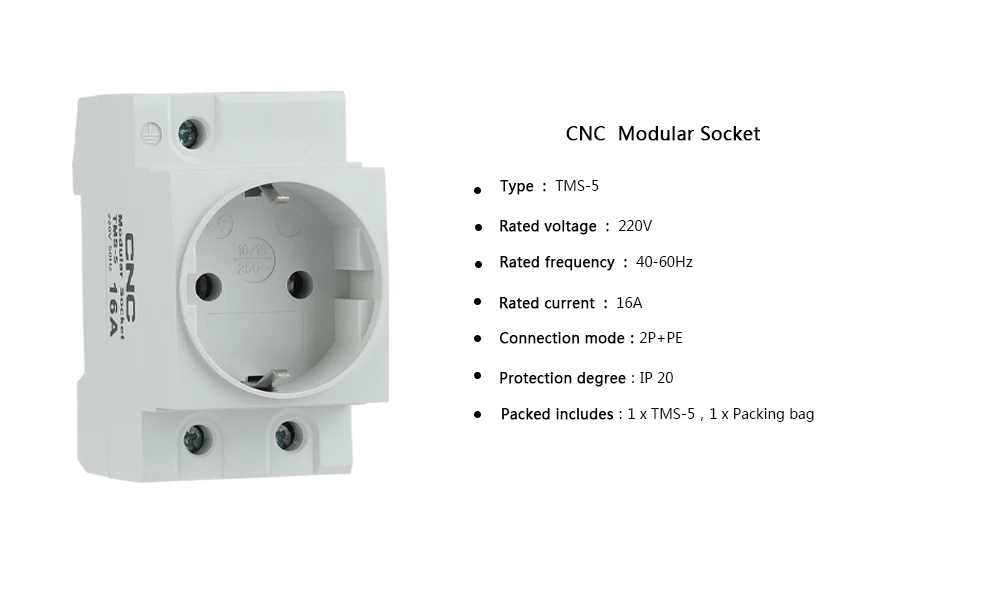 Description Picture 2 of itemCNC TMS-5 16A 250V 50Hz Modular Socket Grounded Socket For Single-phase Power Supply Connecting Electrical Appliances