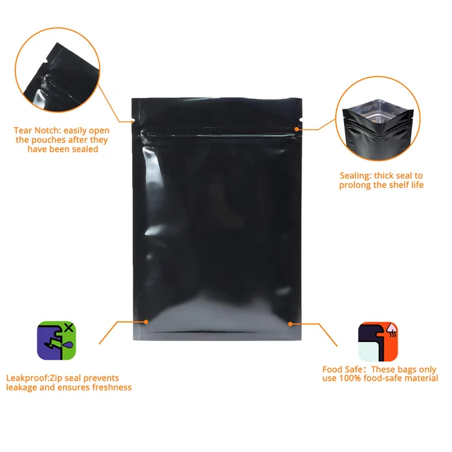 Double-Sided Same Color Glossy Black Material Flat Bottom Mylar