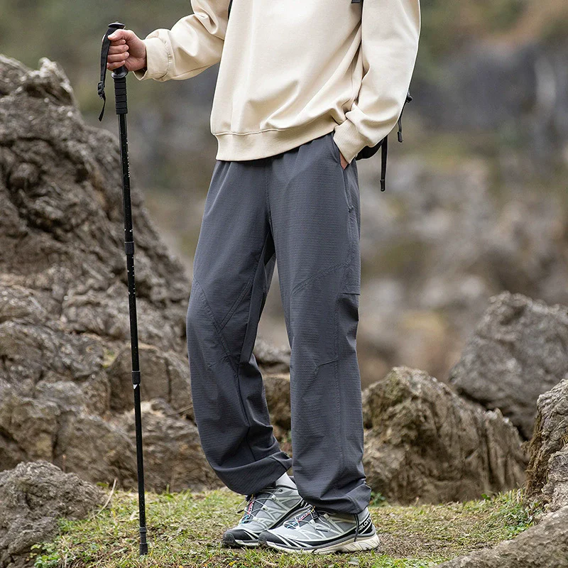 Outdoor Casual Work Pants Men's Waterproof Sports Drawstring Trousers Couple Model Paratrooper Pants Breathable Windproof 4