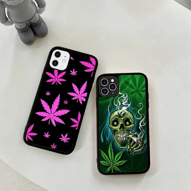 

Cartoon Weed Smoking Phone Case Silicone PC+TPU Case For iPhone 14 11 12 13 Pro Max 8 7 6 Plus X XR Hard Fundas
