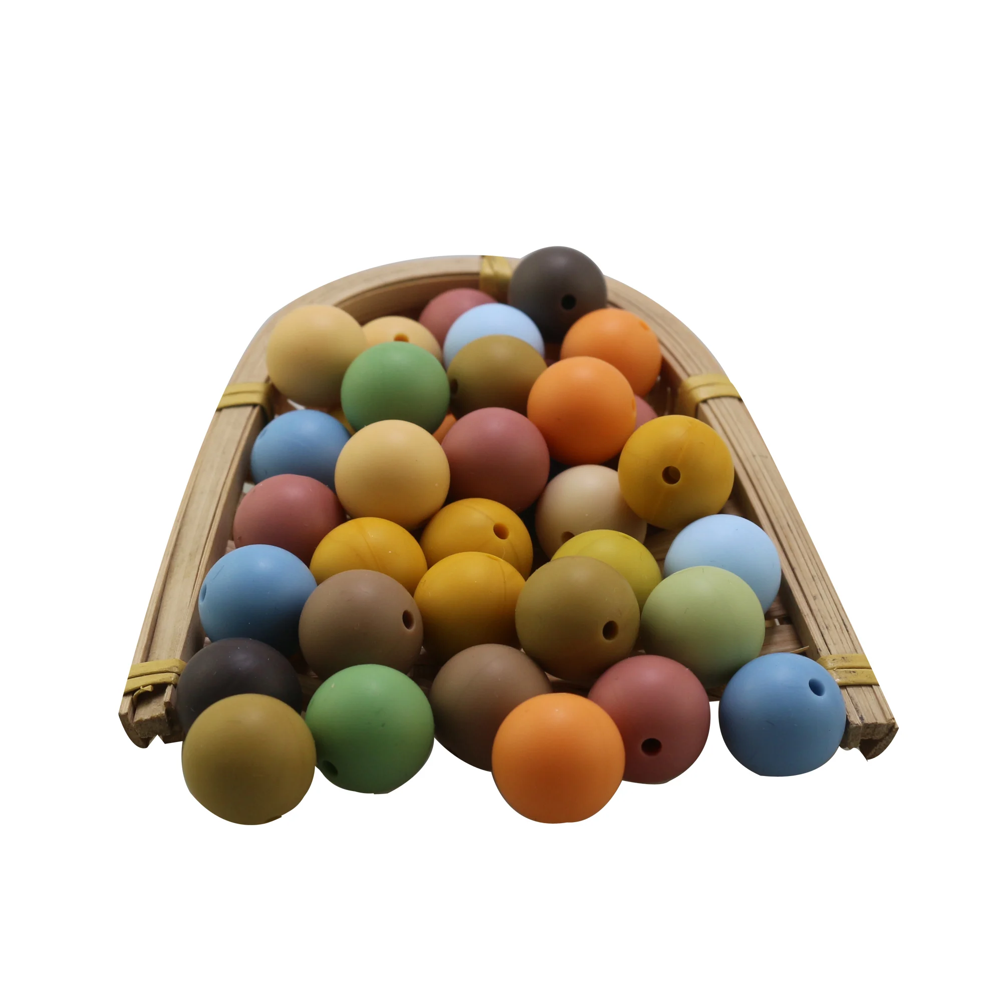 

Wholesale 100Pcs Silicone Beads 15MM Baby Chewable DIY Coffe Bison Blush Starry Wood Round Loose Ball Pearls For Making Pens
