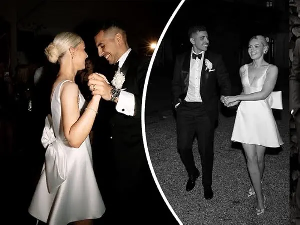 DREAM Customized Short Mini Satin V Neck Bridal Gown Large Bow Open Back Sleeveless Above Knee Length Wedding Party Dress 2025 photo review