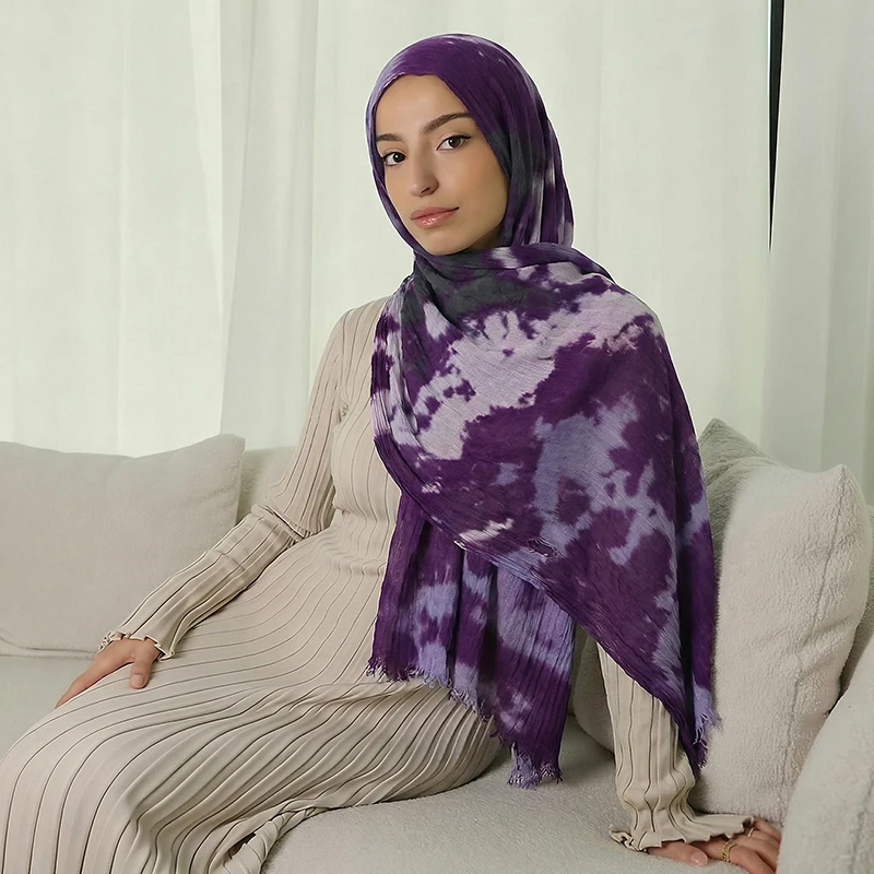 Aquarell-Blumenmuster Modal Atmungsaktiver Leichter Weicher Modal Muslimischer Hijab Damen Schal Hijab Kopftuch Schals Ramadan – Detail 5