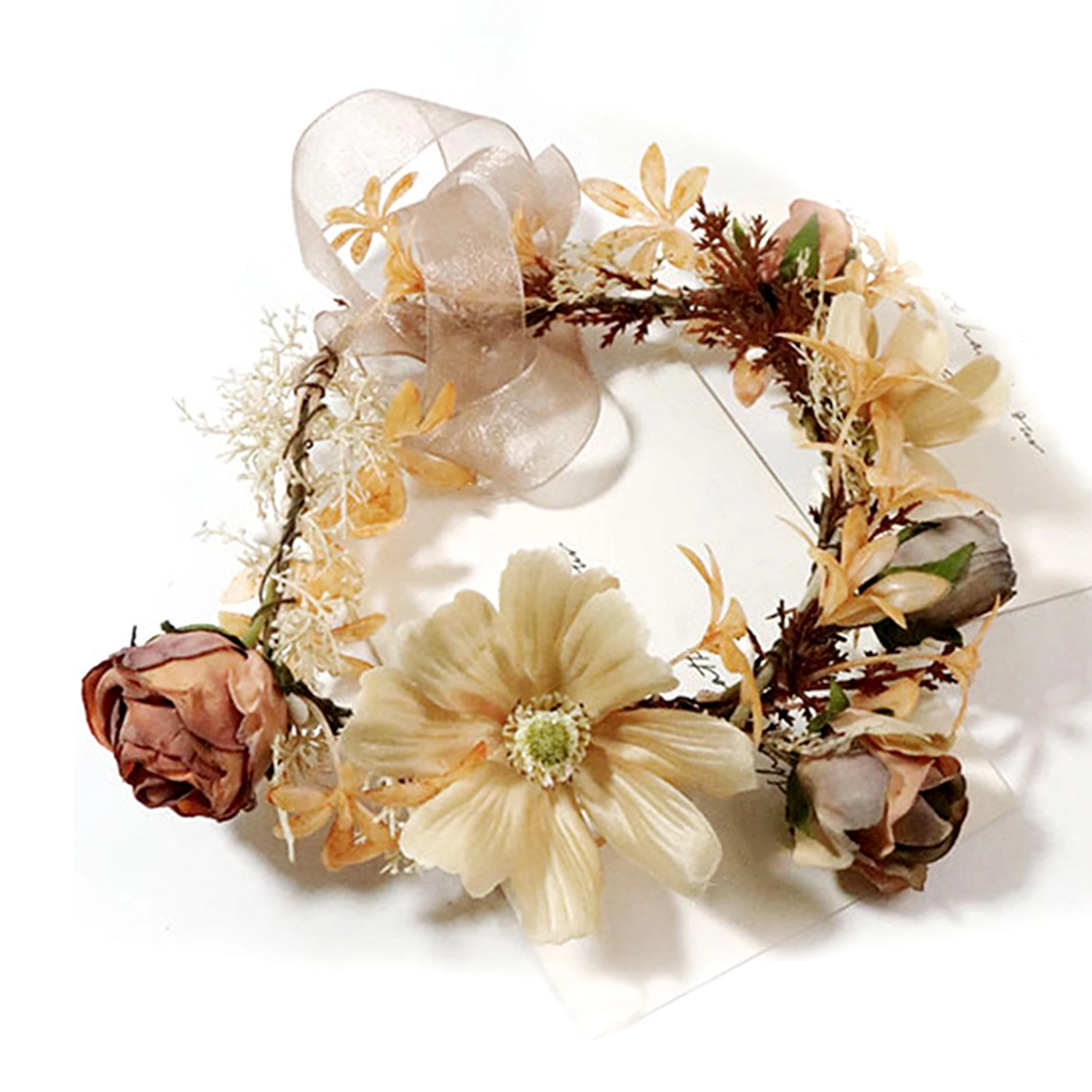

Artificial Flower Wreath Headband Handmade Flower Hair Pieces For Women