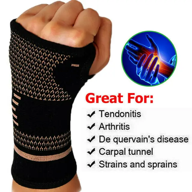 Copper Gym Wrist Support Professional Sports Wristband Safety Compression Gloves Wrist Protector Arthritis Sleeve Palm Bracer 4