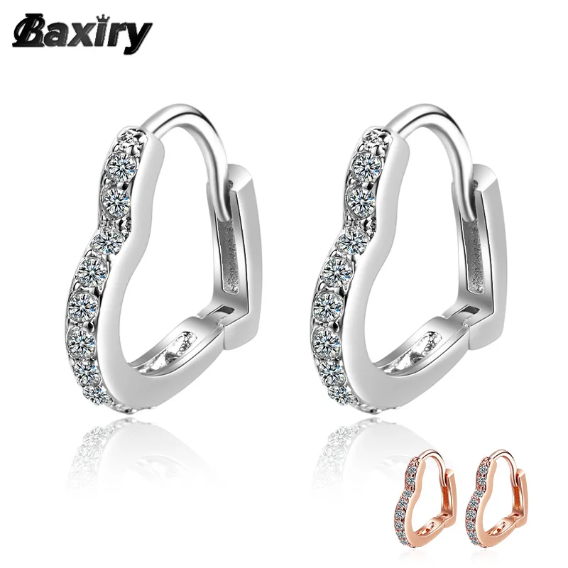 

New 2022 Trend Silver Color Hoop Earrings For Women Luxury Original Designer Heart Rose Gold Huggie Earring Fashion Jewelry