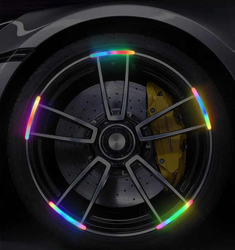 For Car Motorcycle, Bicycle Wheels, Seven-Color Laser Car Decoration Accessories Anti-Collision Reflective Warning Stickers
