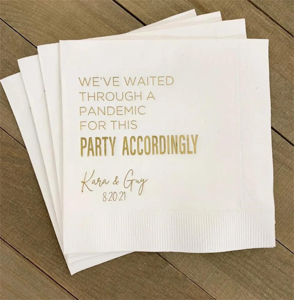 

50PCS Personalized Napkins Wedding Napkins Custom Monogram Pandemic Rehearsal Dinner Beverage Cocktail Luncheon Dinner Guest Tow