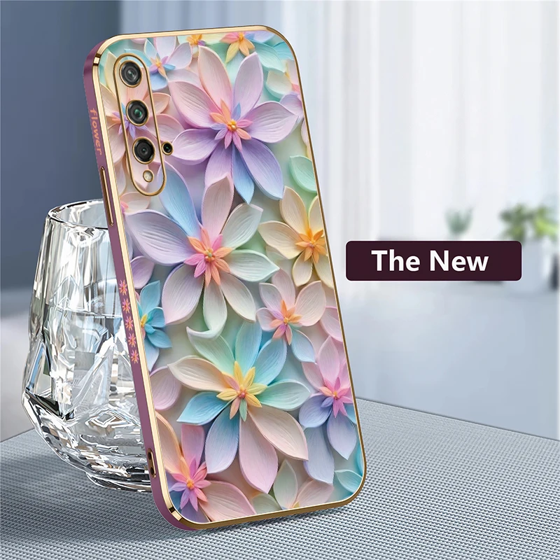 Floral Pattern Plating Silicone Shockproof Phone Case