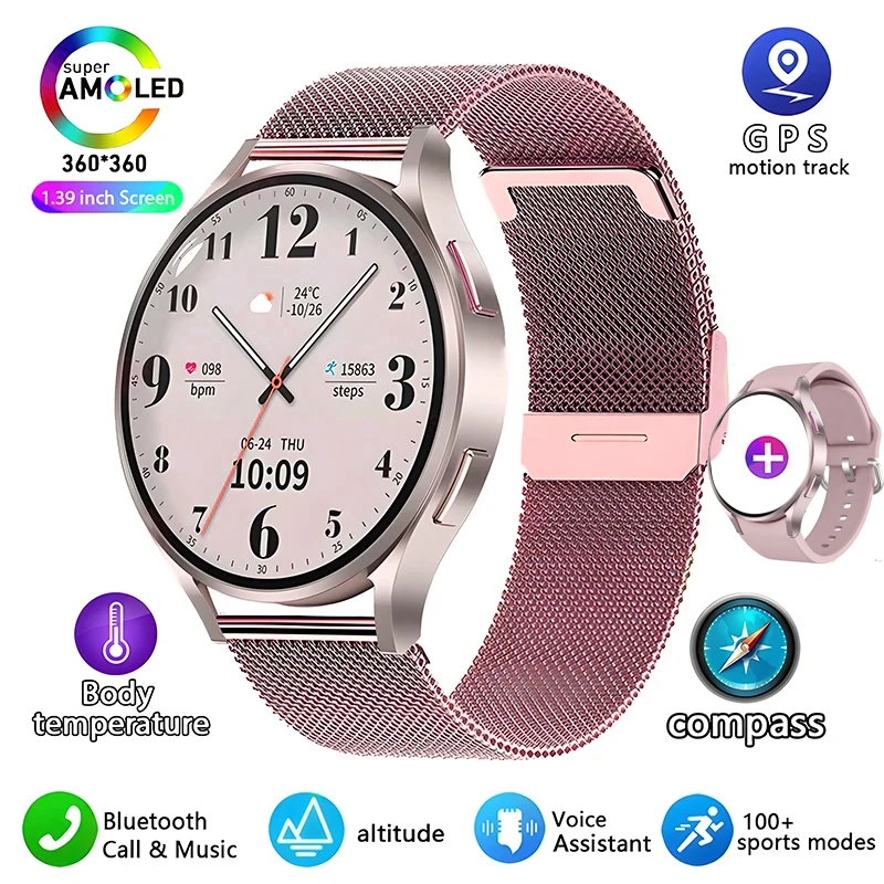 New Watch 6 Mini GPS Track NFC Smart Watch Men Amoled Always Display Health
