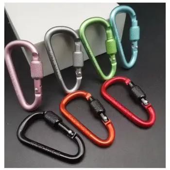 Multi Colors Aluminum Alloy Carabiner Safety Buckle Keychain with Lock Climbing Button D-shape Carabiner Camping Hiking Hook 1
