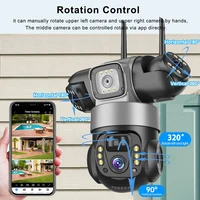 Caméra IP solaire WiFi extérieure 12MP Triple objectif Vidéo CCTV Surveillance Vision nocturne Détection humaine sans fil Caméras V380 Pro 3