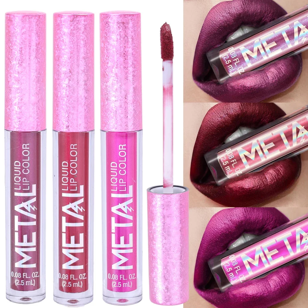 Description Picture 2 of item12 Colors Metallic Glitter Liquid Lipsticks Long Lasting Not Fading Non-Stick Cup Shimmer Matte Metal Lip Gloss Makeup Cosmetics
