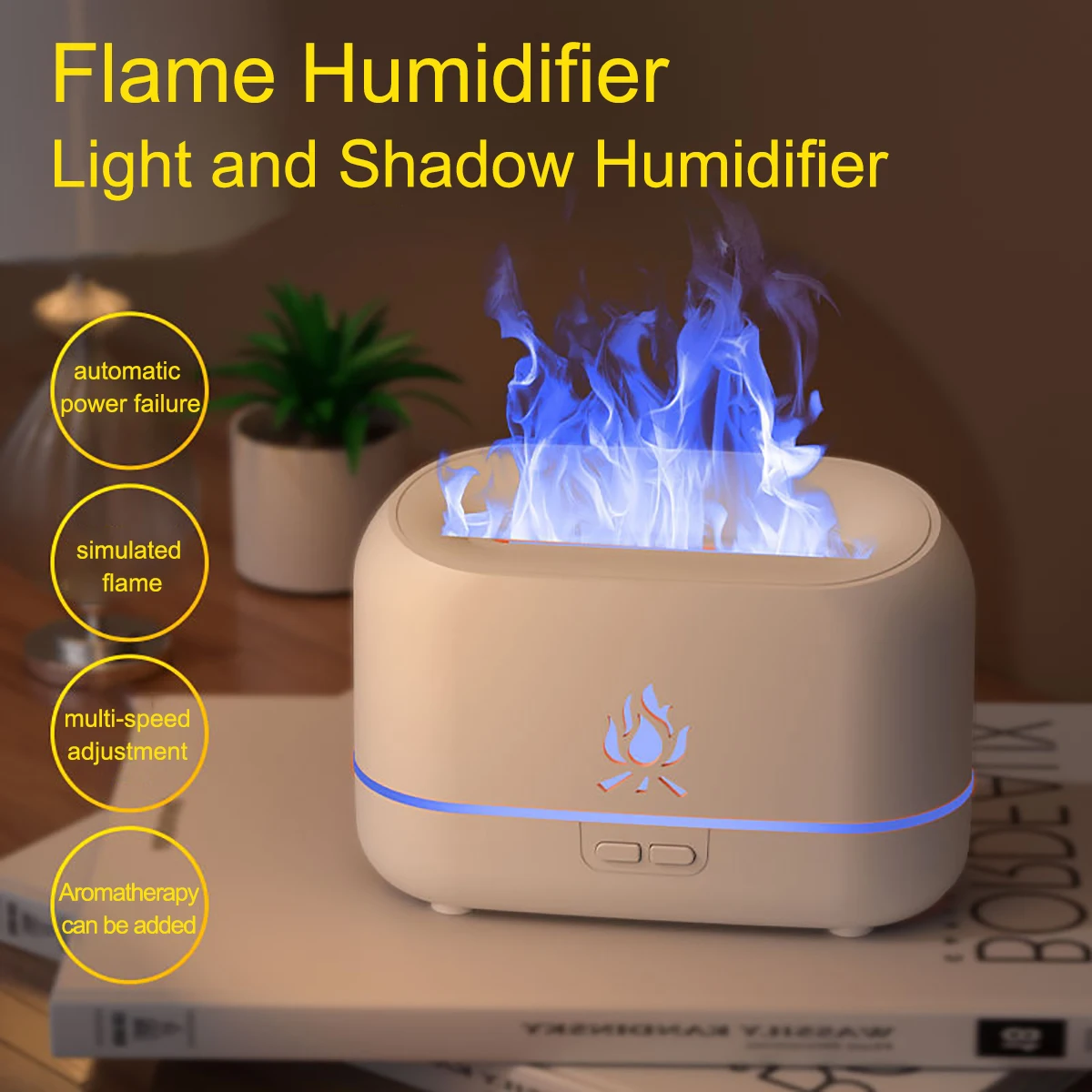 RGB Flame Aroma Diffuser Humidifier USB Desktop Simulation Night Light Aromatherapy Purifier Air for Bedroom With 7 Colors