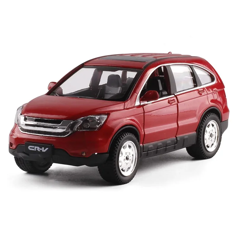 1:32 Scale Diecast Pull Back CRV Old Version Alloy Car 6 Open Door Music Flash Car Model Metal Boy Toy Gifts