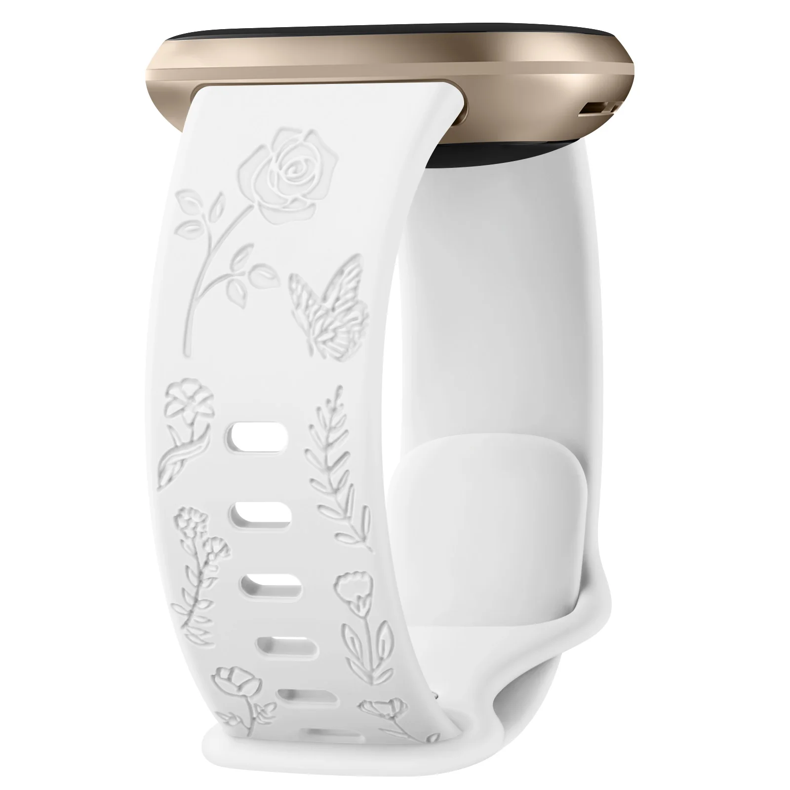 Floral Engraved Soft Silicone Watch Band Accessory