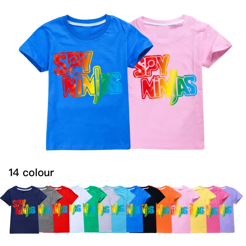 

2023 Spy Ninjas Kids Clothes Cotton Short-sleeved T-shirts Children Sweatshirt Cartoon Teenager Tops Boys Girls Clothing 2-16Y