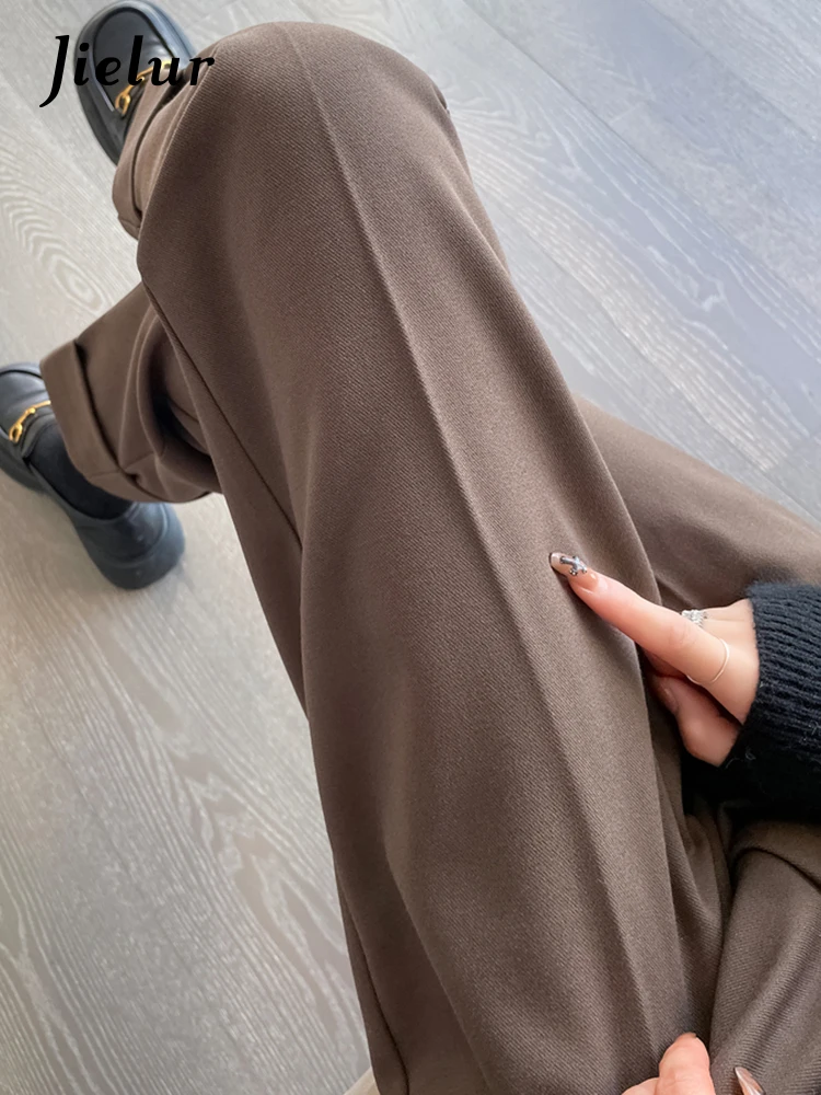 Jielur Winter New Casual Female Harem Pants Basic Office Ladies Loose Thick Solid Color Fashion Female Streetwear Black Coffee